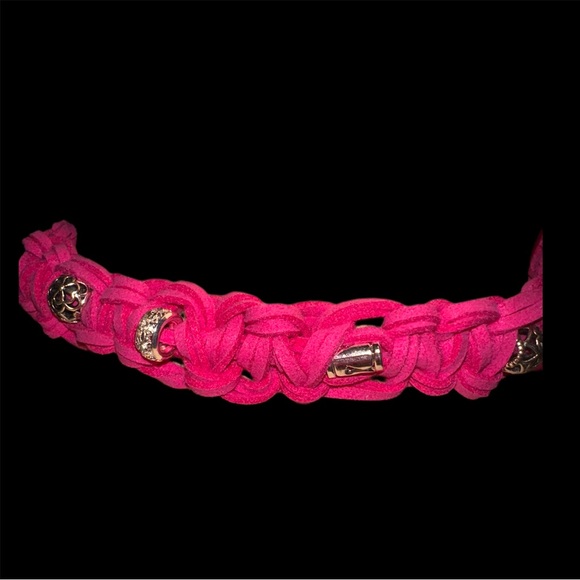 Daisies & Crystals Pink Vegan Suede Beaded Choker - Picture 3 of 7